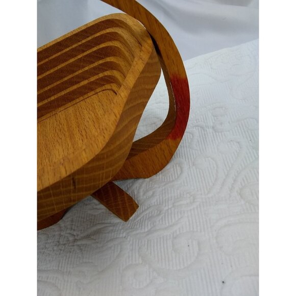 VTG PEAR TREE Fruit basket Wood Collapsible table decor READ ASIS - Picture 10 of 12